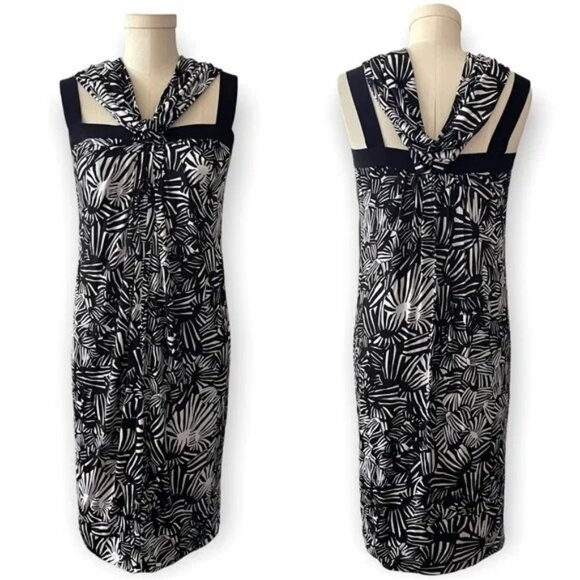 MAXMARA Printed Dress Jersey Knit in Black/White size Large - Picture 1 of 12